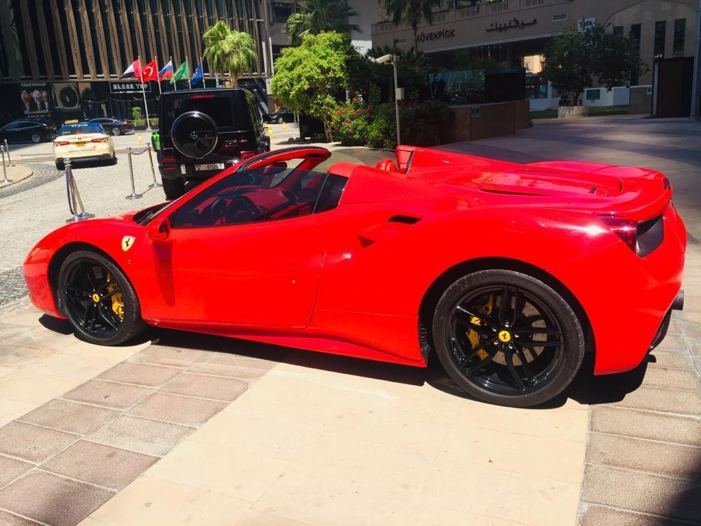 Dubai Ferrari 488 Spider rental, Exotic car hire Dubai, Supercar rent Dubai, Hire Ferrari Dubai, Convertible car Hire Dubai, Ferrari Hire UAE.